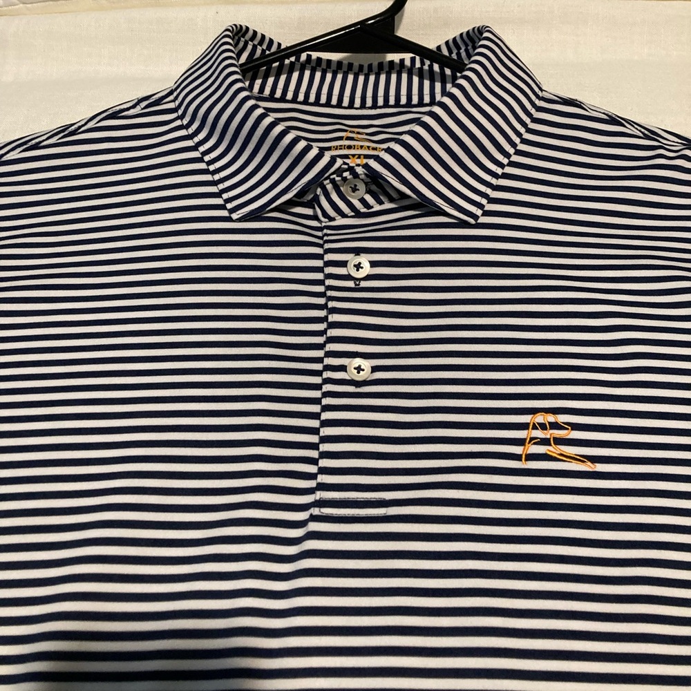 Rhoback Navy and White Striped Polo Shirt XL